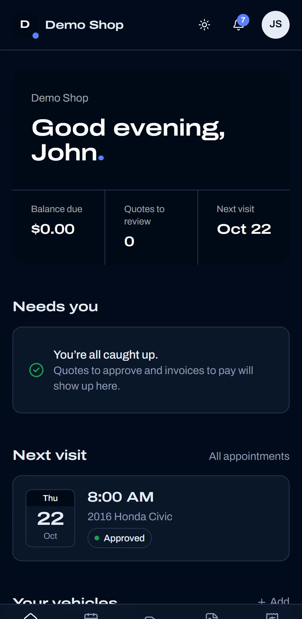 Motivra customer portal on a phone