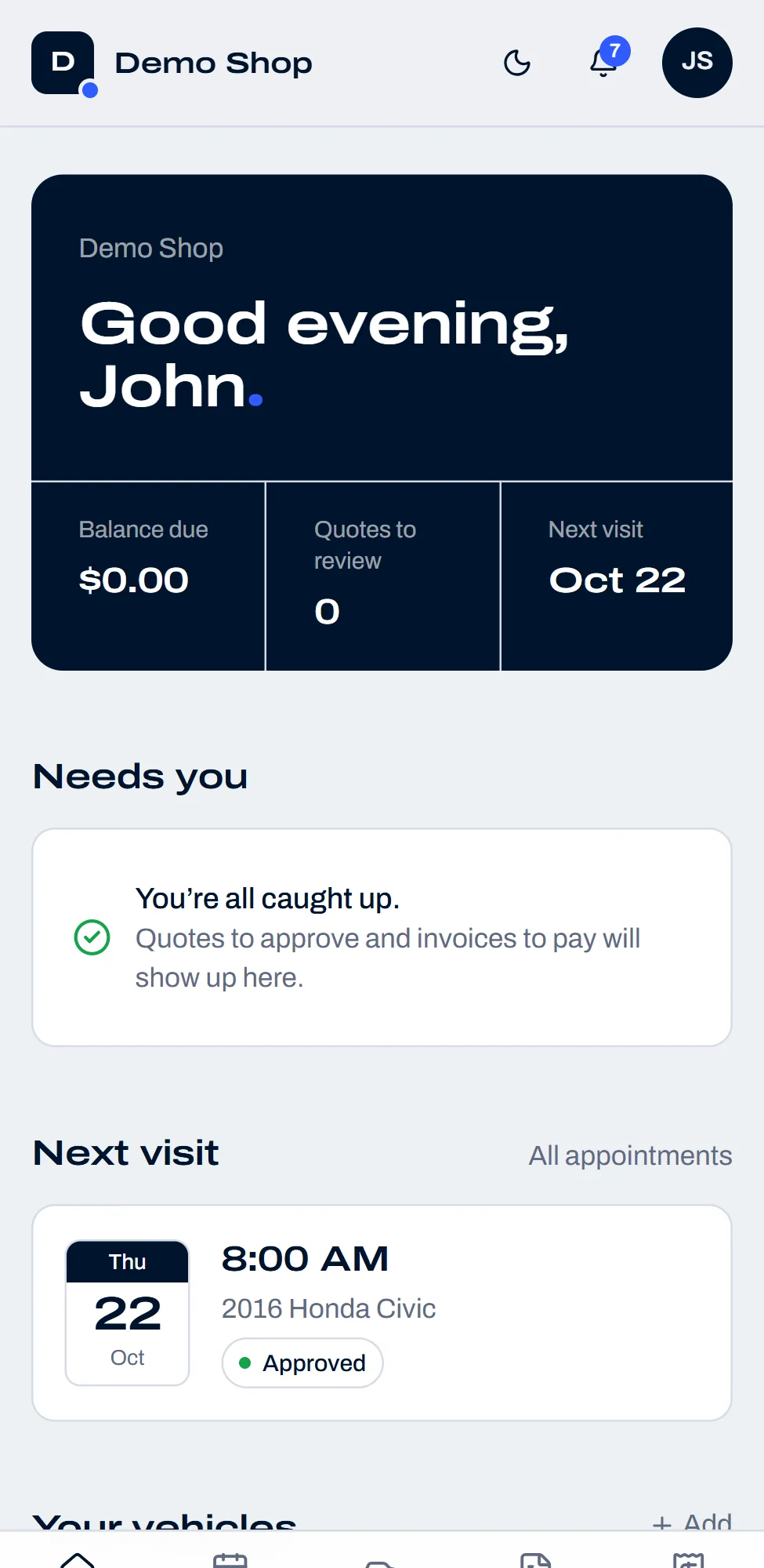 Motivra customer portal on a phone